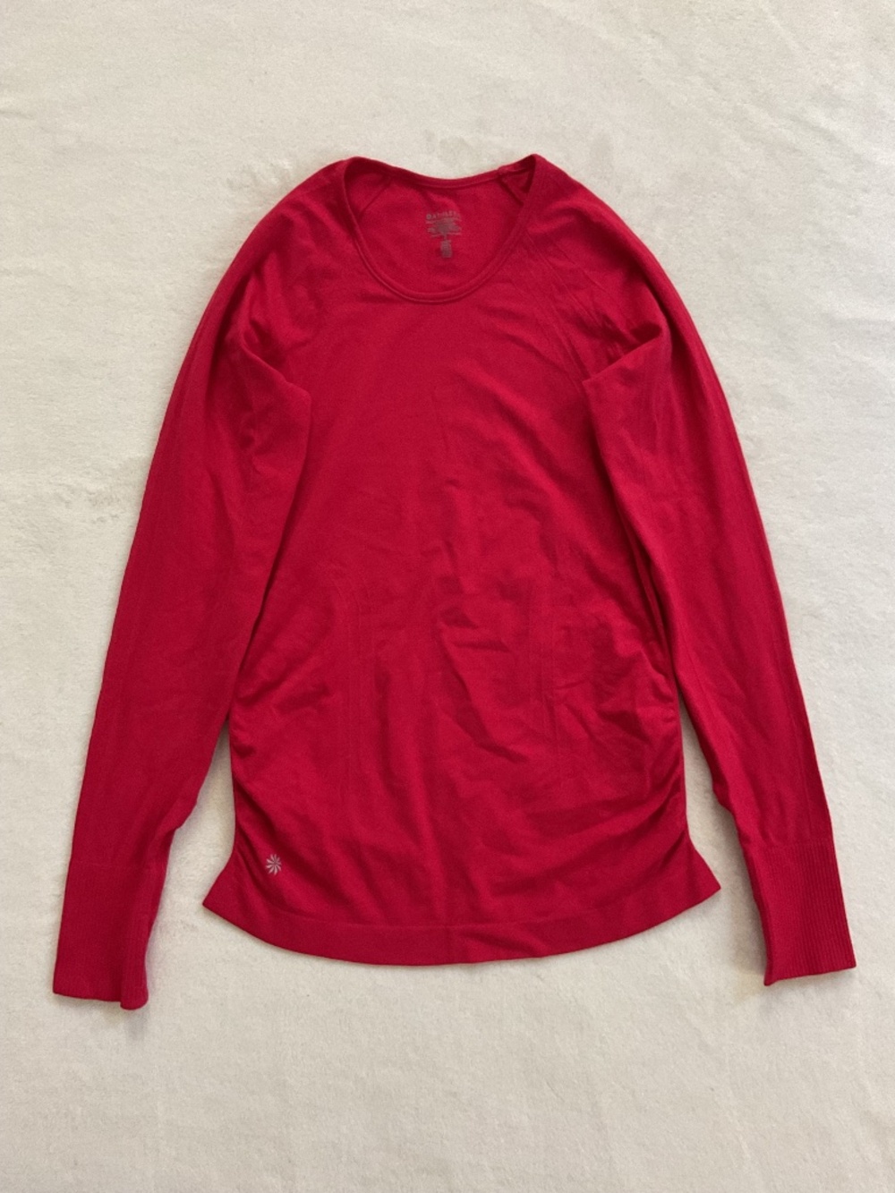 Athleta Speedlight Seamless Long Sleeve Top Small Red Thumbhole Running Yoga